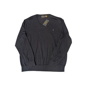 Polo Ralph Lauren Washable Merino Wool Men's Solid V-Neck Sweater  XXL Blue